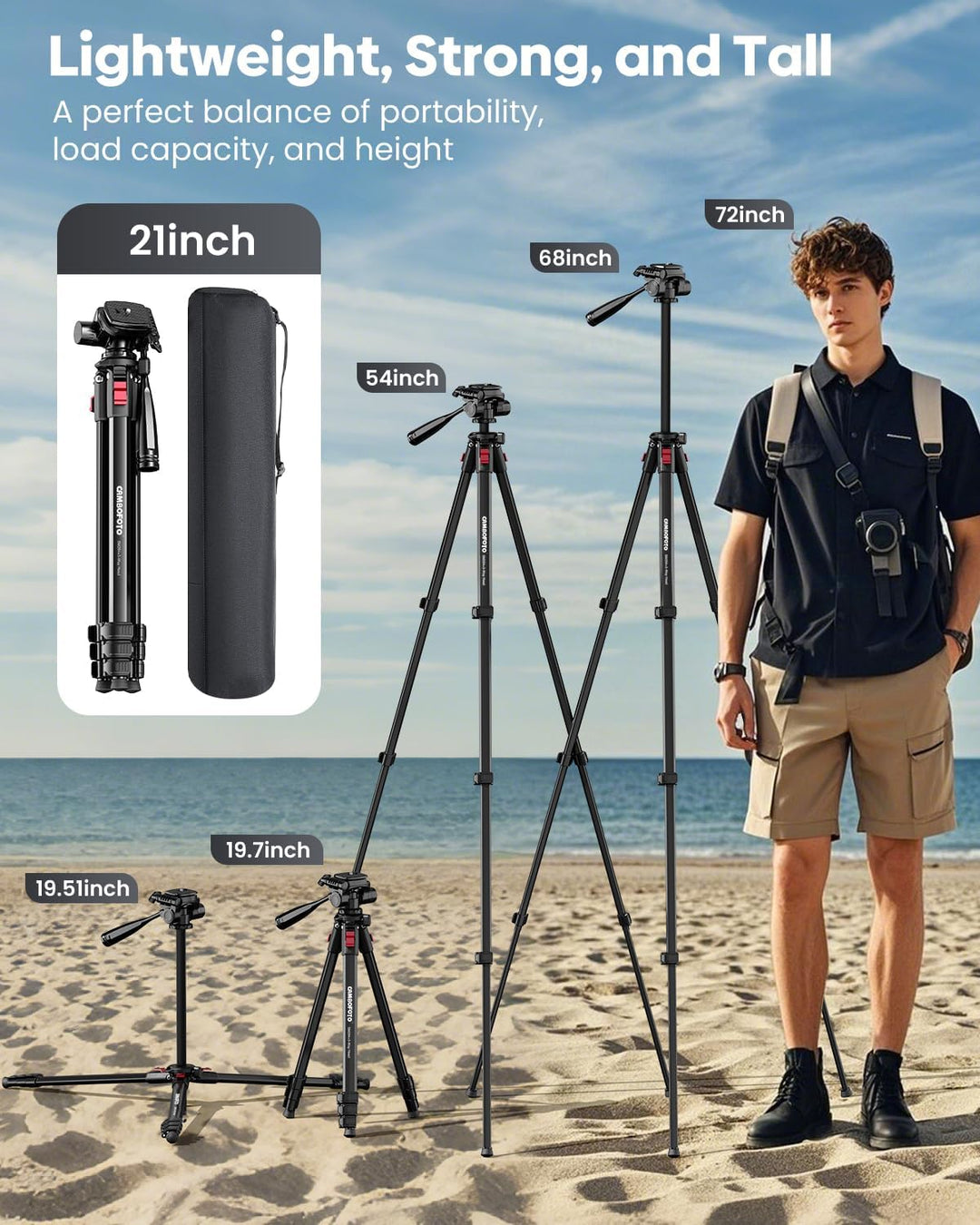 173cm Leichtes Kamerastativ, kompaktes tragbares Aluminium-Reisestativ für DSLR/SLR, kompatibel mit