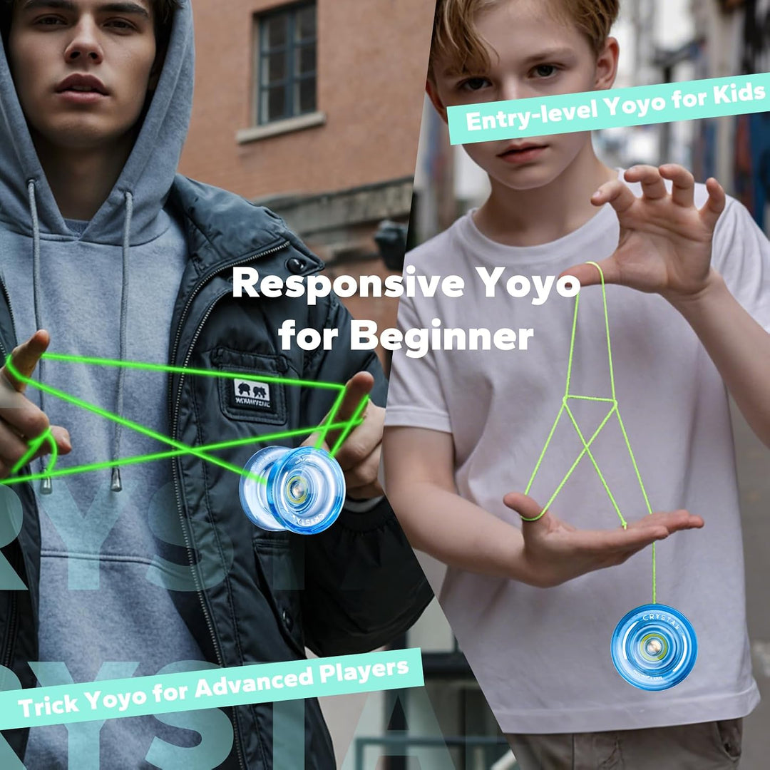 Reaktionsfähiges JoJo für Kinder K2 Crystal Blue, Kunststoff JoJo, professionelles Yoyo mit Nicht re