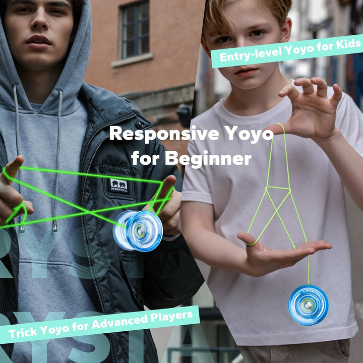 Reaktionsfähiges JoJo für Kinder K2 Crystal Blue, Kunststoff JoJo, professionelles Yoyo mit Nicht re