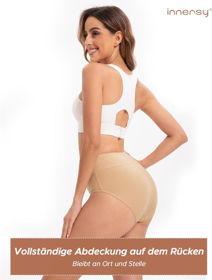 INNERSY Unterhosen Damen Baumwolle Stretch Slips Hohe Taille Weiche Unterwäsche Frauen 5er Pack XS S