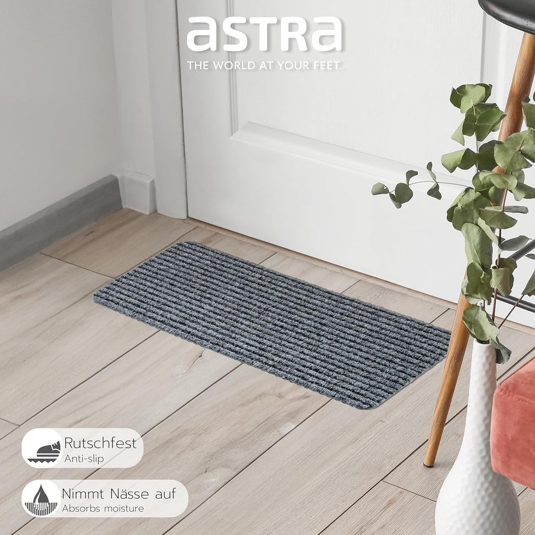 Astra Fussmatte innen grau Schmutzfangmatte rutschfest – Türmatte 25x60 cm 3er Set wasserabweisend –