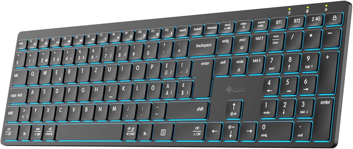 Akku-Funktastatur mit Bluetooth, Scissor, 7 Farben, deutsch-Schweiz