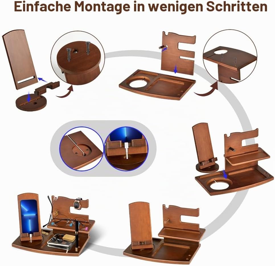 Geschenke für Männer Weihnachten Holz Telefon Dockingstation Nachttisch Organizer Männer Geschenk Ge