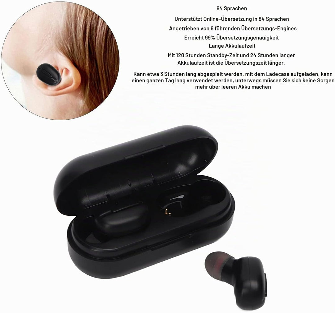 Bluetooth-Übersetzer-Ohrhörer, Unterstützt 84 Sprachen, L13-Zweiwege-Übersetzergerät mit Bluetooth u