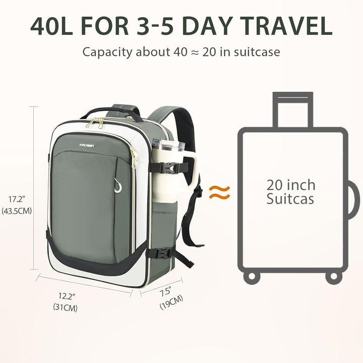 KROSER Laptop Rucksack 17,3 Zoll Handgepäck Daypack wasserabweisende Multifunktions-Laptoptasche für