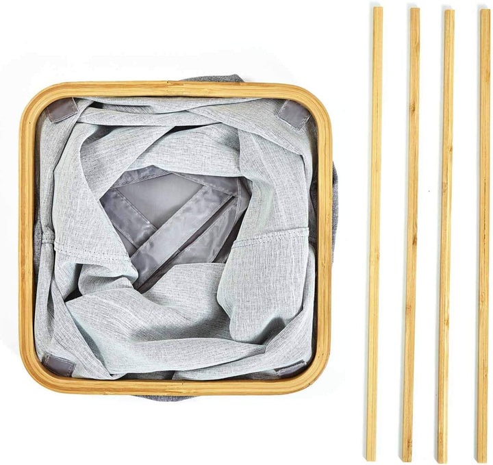 Faltbarer Wäschekorb mit Ring aus ökologischen Bambus ca. 50x32cm & 50 Liter Inhalt| Wäschesortierer