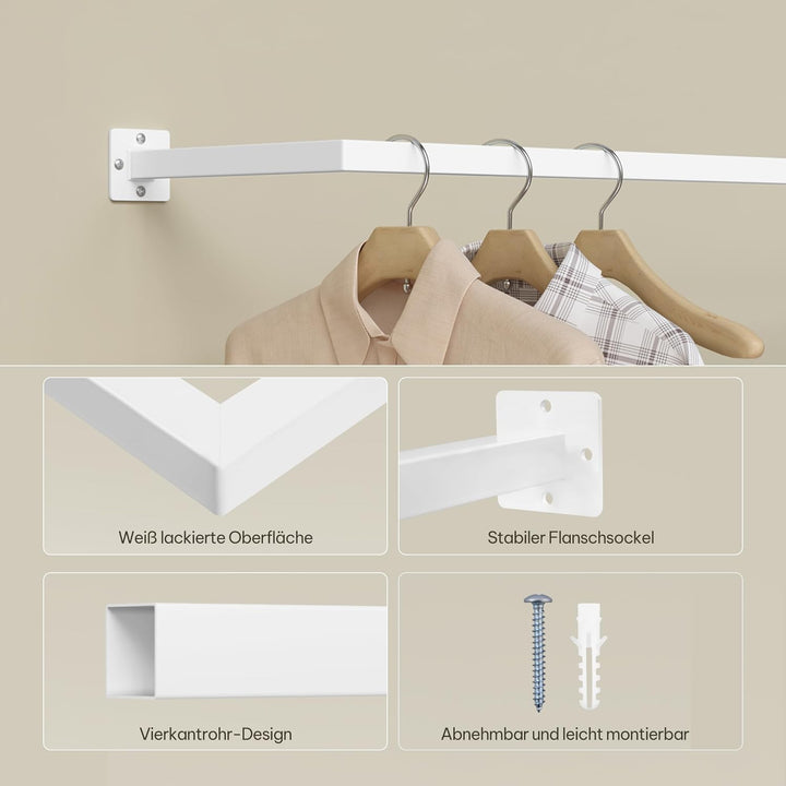 Kleiderstange Wandmontage, Garderobe Rohr industrial, für Flur Küche Wohnzimmer Badezimmer, 94 cm, W