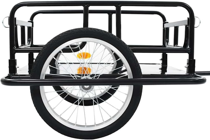Mangloder Fahrradanhänger Stahl Schwarz 130x73x48,5 cm für Gepäck, Lasten, Hunde und Familienausflüg