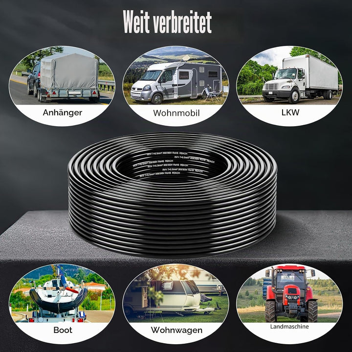 BEIJISTAR 10M Fahrzeugleitung 7x0,5mm² Rundkabel, 12V 24V 7 Adriges Anhängerkabel, 7 Adriges Elektro