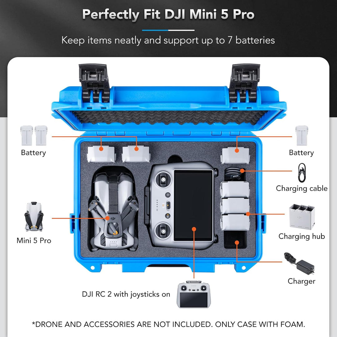 Lykus Titan MM510 Wasserdicht Tasche/Koffer/Case für DJI Mini 5 Pro und RC2/RC-N3,Unterstützt 7 Akku