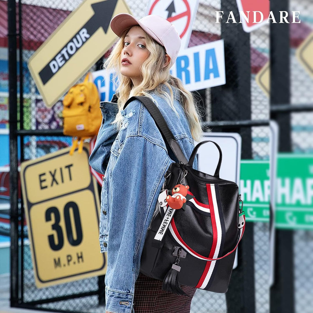 FANDARE Modischer Rucksack Wasserdicht Damen-Henkeltaschen Damen-Henkeltaschen PU-Leder Umhängetasch