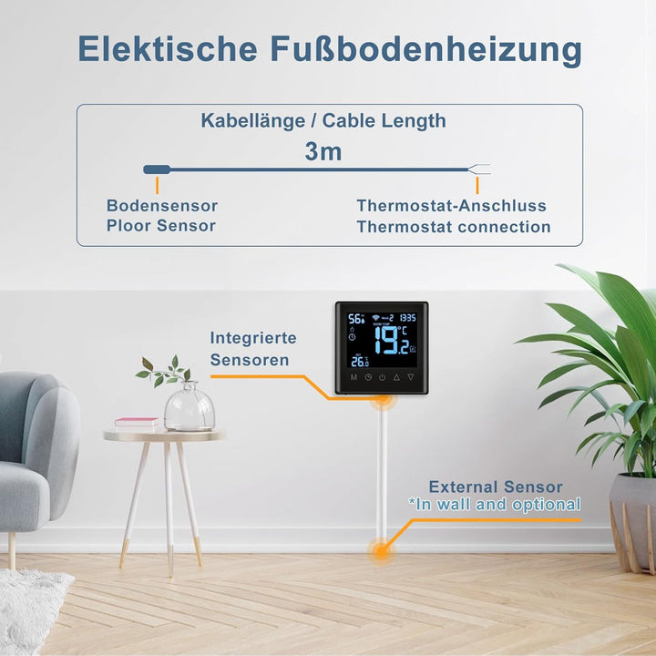 CNBINGO Smart Thermostat Unterputz Boiler WLAN Heizungsthermostat Raumthermostat WLAN Digital Raumth