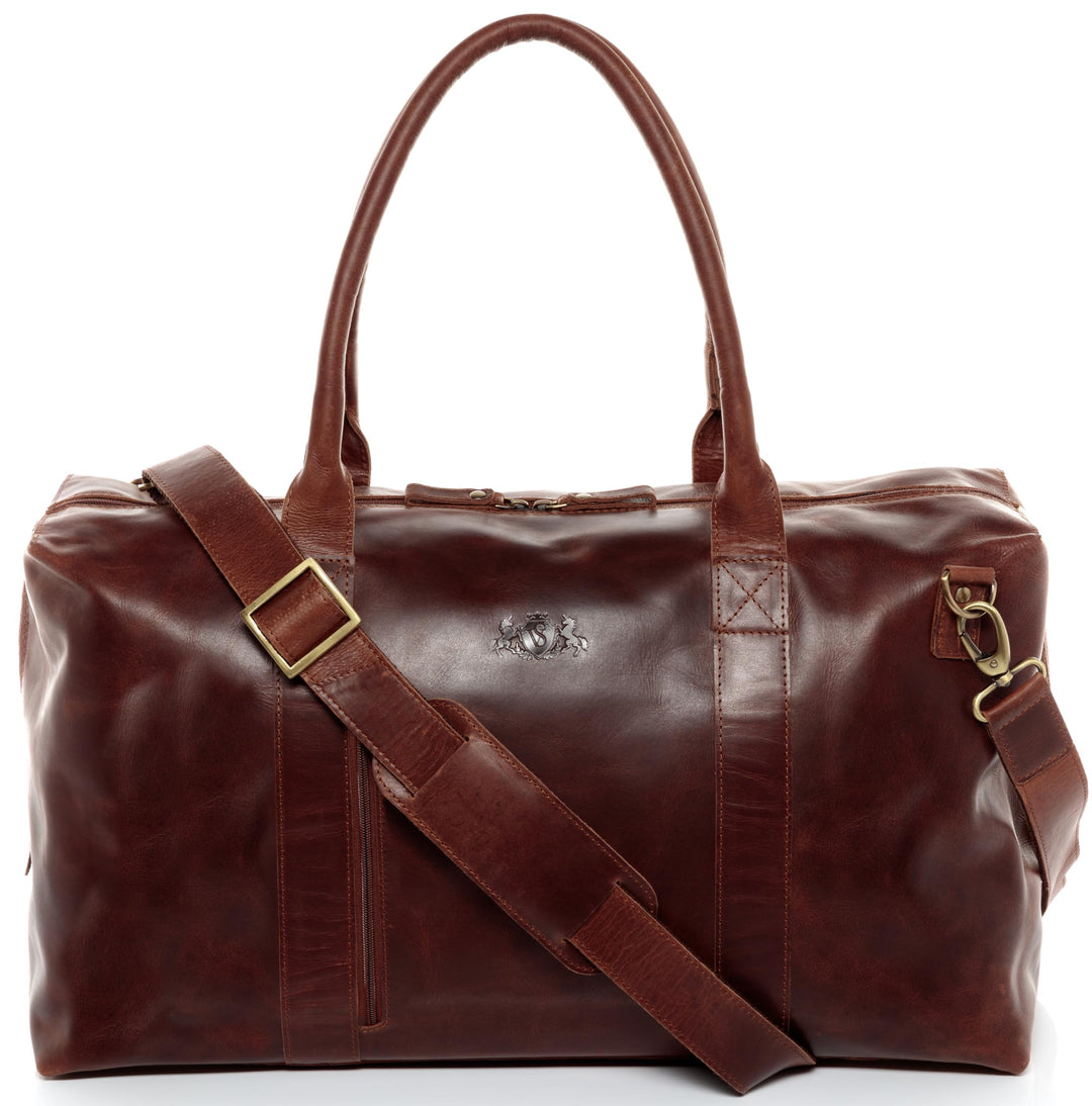 SID & VAIN XL Reisetasche Yale Zip aus Premium Leder I Sporttasche gross für Herren und Damen I Week