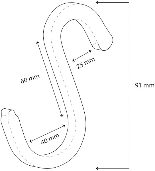 Brute Strength - S-Haken mit Vollnarbenleder umwickelt - 4 Stück - Weiss mit weissen Nähten - 10 cm