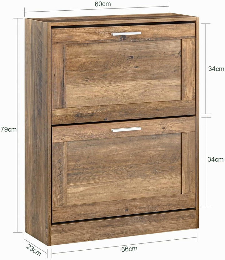 SoBuy Schuhschrank schmal Schuhkipper mit 2 Klappen – Platzsparendes Schuhregal geschlossen mit höhe