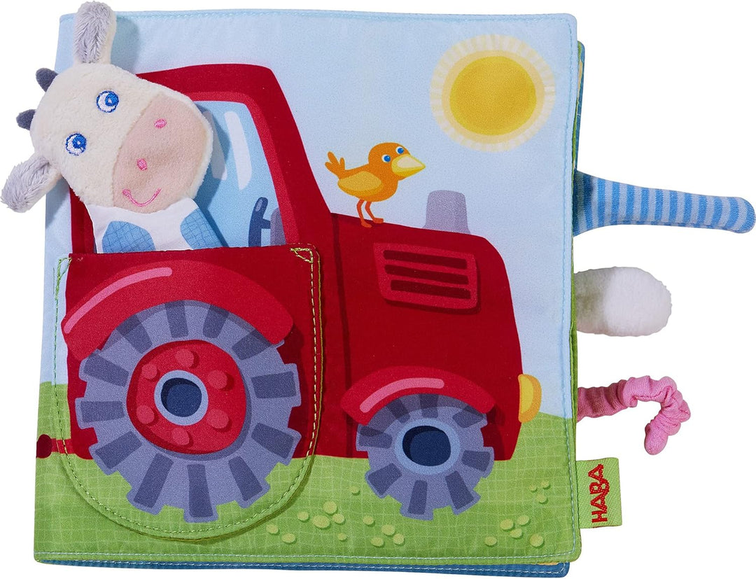 HABA 306085 - Stoffbuch Bauernhof, Babybuch ab 6 Monaten, Bunt