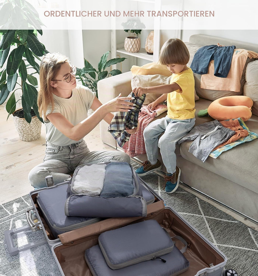Meowoo Packing Cubes Kompression Koffer Organizer Packwürfel Packtaschen Kleidertaschen Verpackungsw