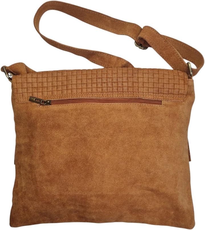 zarolo UNISEX lassige Umhängetasche, Messenger, Schultertasche, Cross Body, Wildleder Tasche, Handta