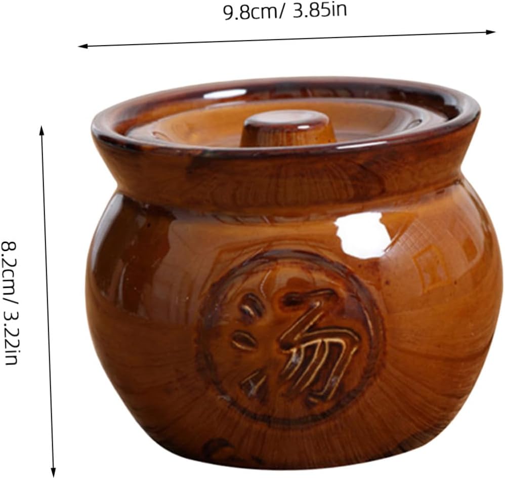 TOPBATHY Keramik Suppentopf Säure und Alkalibeständig Feine Verarbeitung 2 Stück mit Deckel 350ml Re