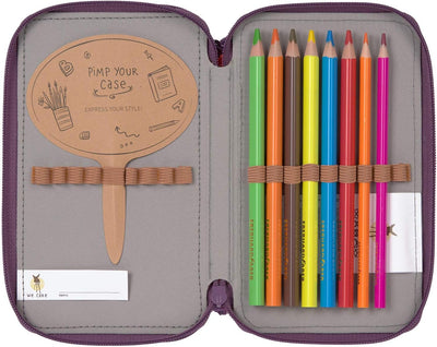 LÄSSIG Federmäppchen befüllt 20-teilig / School Triple Pencil Case Unique Lila, Lila