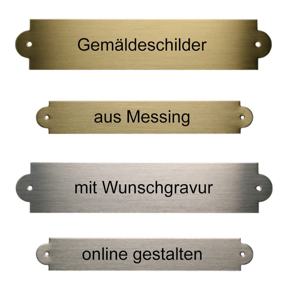 Gemäldeschild aus Messing mit Gravur | Schild gravieren lassen für Gemälde, Sattel, Ehrentafeln und