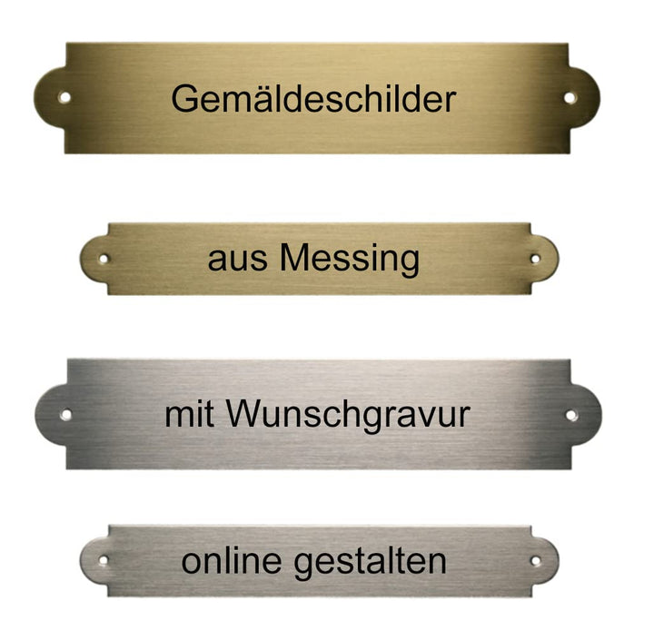Gemäldeschild aus Messing mit Gravur | Schild gravieren lassen für Gemälde, Sattel, Ehrentafeln und
