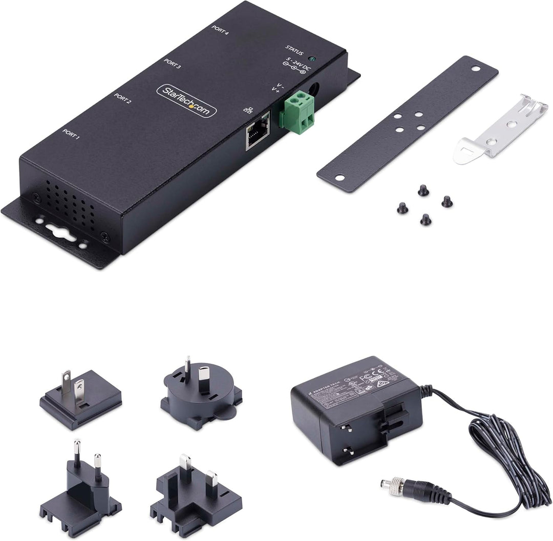 StarTech.com 4-Port Seriell auf Ethernet Adapter, Serial TCP IP Server, Wand/DIN Montage, RS232 Ethe