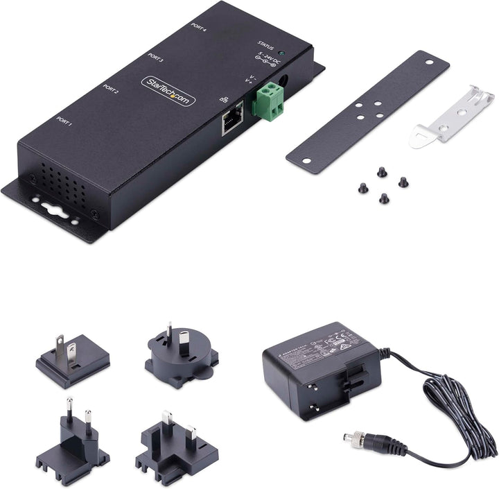 StarTech.com 4-Port Seriell auf Ethernet Adapter, Serial TCP IP Server, Wand/DIN Montage, RS232 Ethe