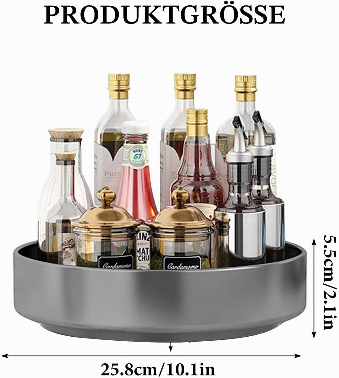 Küche Organizer Drehteller aus Kohlenstoffstahl, 26cm Küchenschrank Drehteller Organizer, Grosse Kap