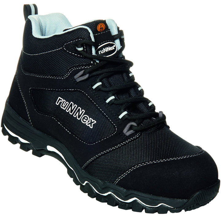 ruNNex 5323-38 S3-ESD-Sicherheitsschnürstiefel LightStar, 38, Schwarz/Weiss/Grau 38 EU Schwarz Weiss