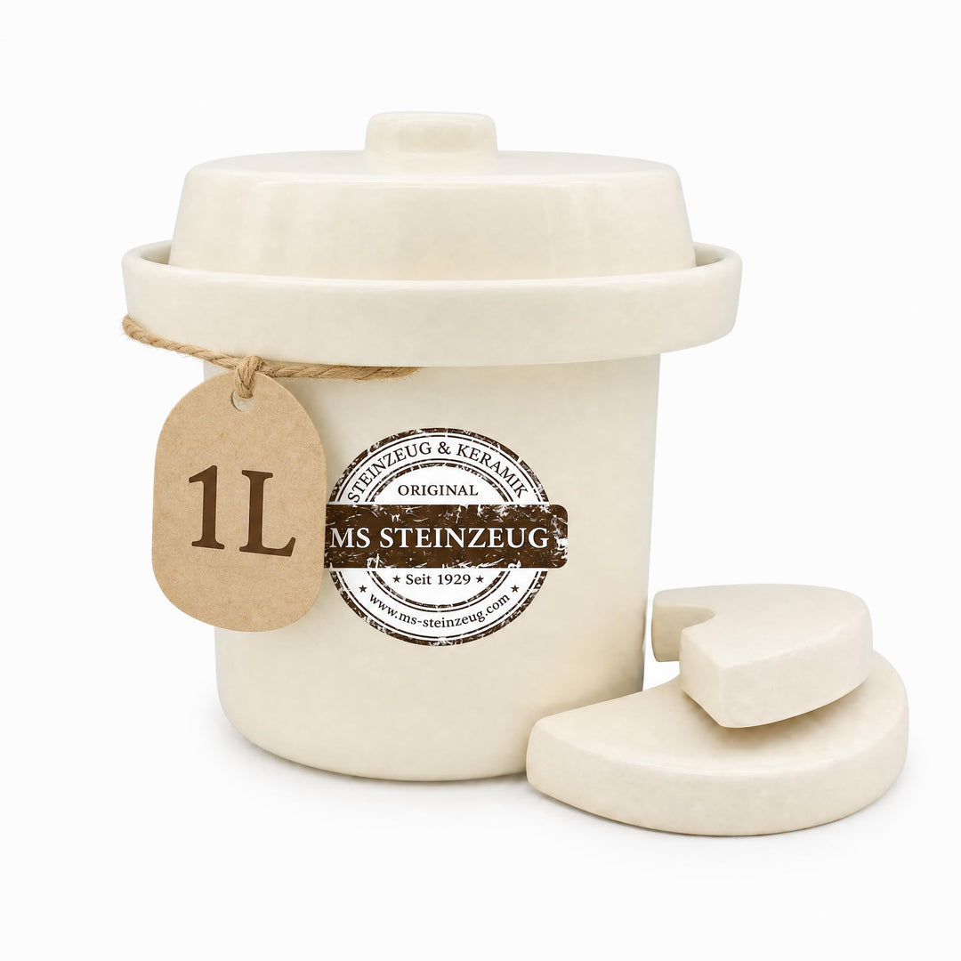 Gärtopf Mini Fermentation 1 Liter cremeweiss Milchsäuregärung Konservieren Einmachen gesunde Ernähru