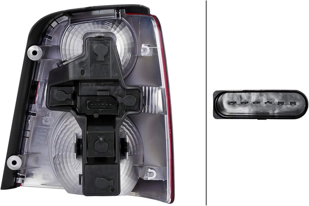 HELLA 2SK 009 477-051 Heckleuchte - Glühlampe - glasklar/rot - links - für u.a. VW Touran (1T1, 1T2)