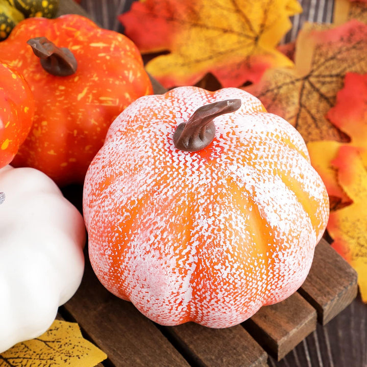 Benjia Kürbis Herbst Deko Dekoration Innen, Weiss und Gold Kürbisse Zierkürbisse Herbstdeko Herbstde
