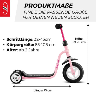 PUKY R 1 Classic Scooter | Sicherer Roller für Kinder ab 2 Jahren | Rutschfestes Trittbrett | Höhenv