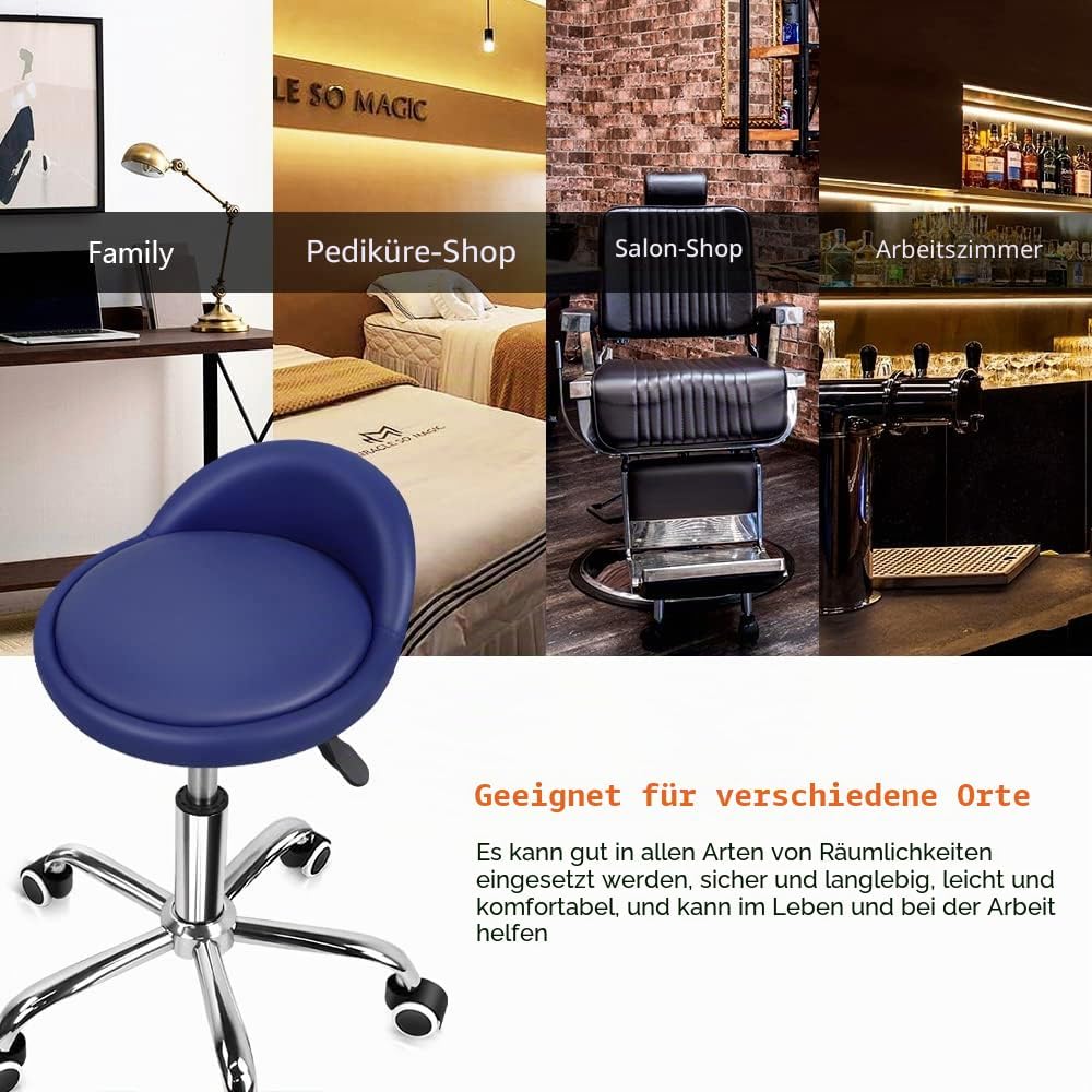 KKTONER Rollhocker mit Rückenlehne höhenverstellbar drehbar Arbeitshocker Drehhocker Rollhocker Büro