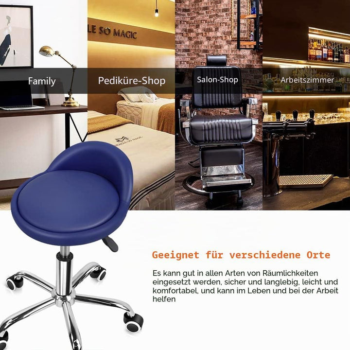 KKTONER Rollhocker mit Rückenlehne höhenverstellbar drehbar Arbeitshocker Drehhocker Rollhocker Büro