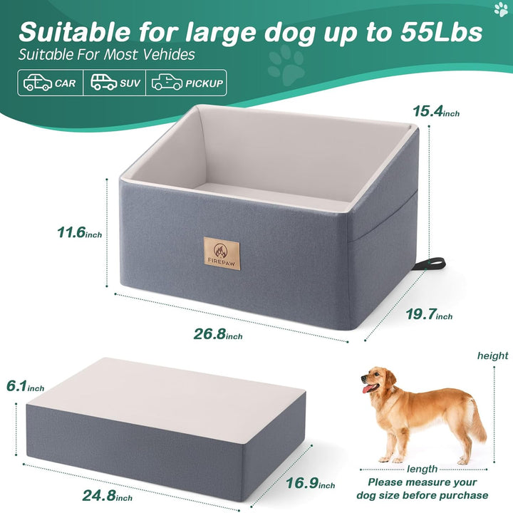 PAWBOSE Car Dog Seat für grosse Hunde, Hund Booster Sitz für Hund unter 55Lbs oder 2 kleine Hunde, e