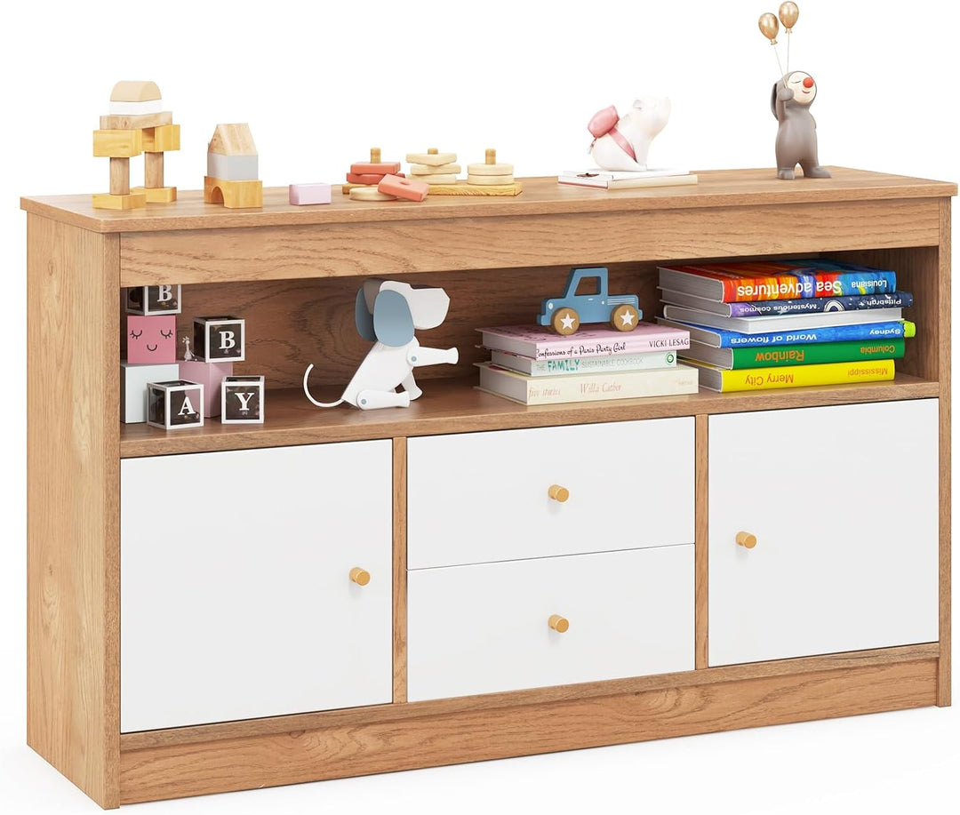 DREAMADE Kinderregal, Spielzeugschrank mit 3 Schubladen auf Rollen, Kinderzimmer Aufbewahrung Spielz