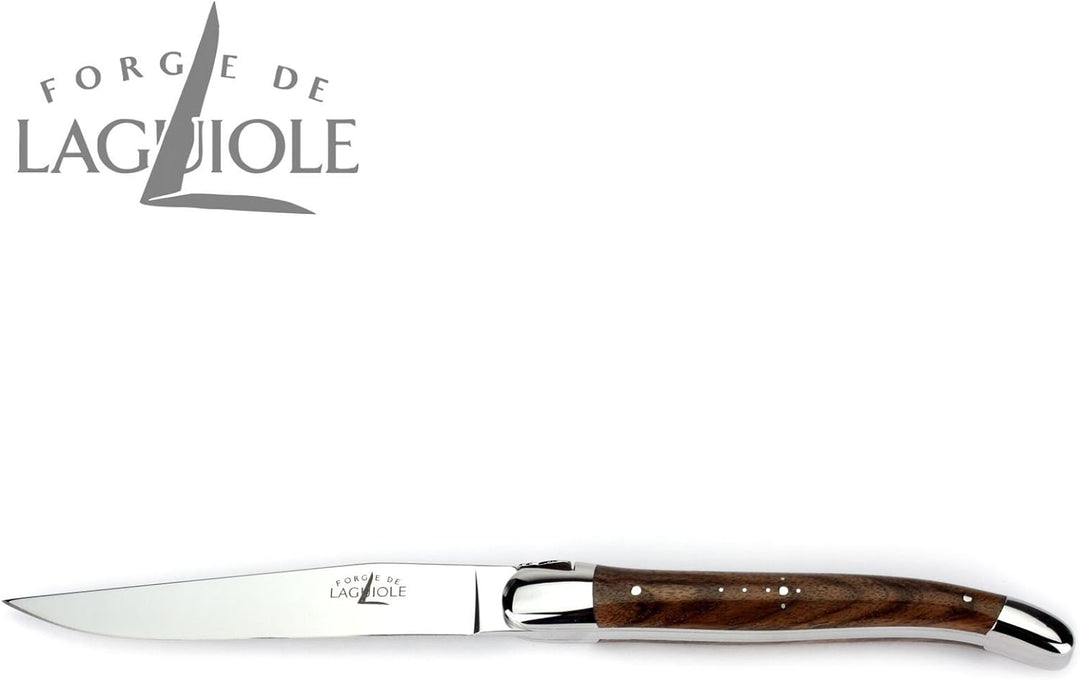 Forge de Laguiole - Set ein Steakmesser und eine Gabel - Griff Nussbaumholz - Besteck Frankreich - S