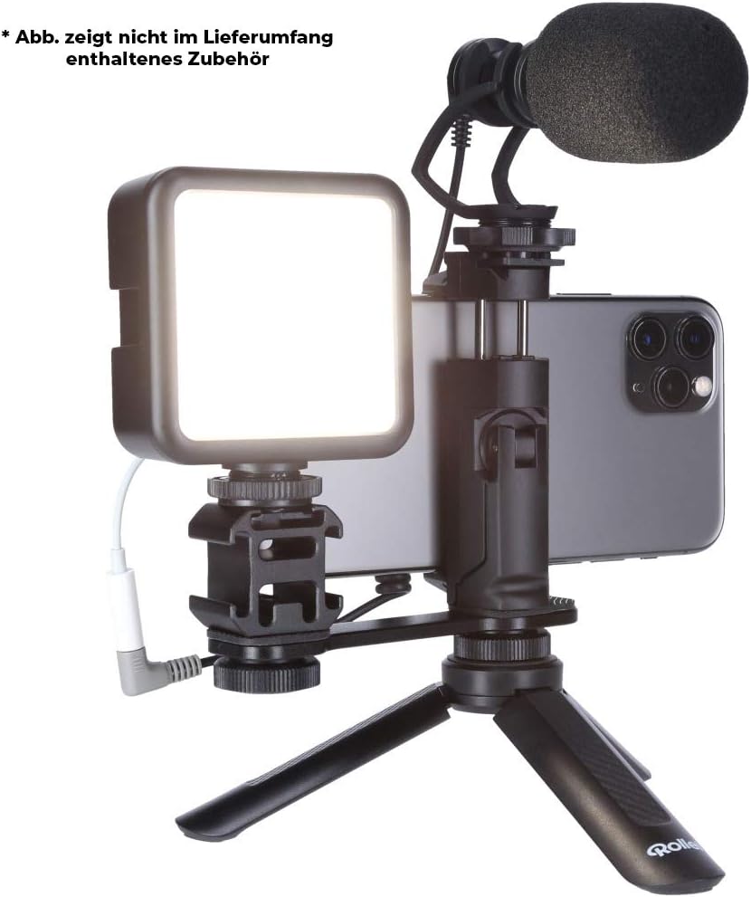Rollei Compact Traveler Star S1 - kompaktes Videostativ & Smartphone-Halterung II, professionelle Ha