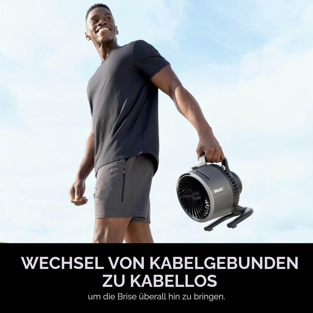 Shark FlexBreeze HydroGo Leistungsstarker kabelloser Ventilator mit Nebel, Innen- und Aussenkühlung,
