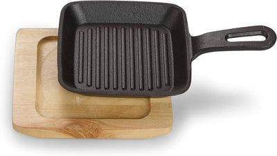 ECHTWERK Servierpfanne 2er Set aus Gusseisen, Servierpfännchen, Quadratische Auflaufform mit Servier