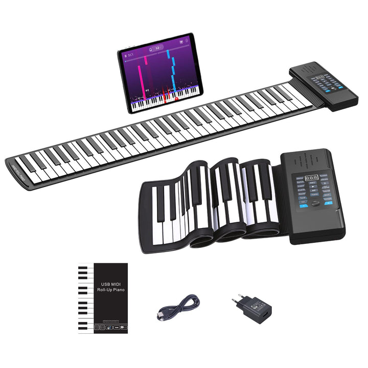 OYAYO Roll Up Piano Keyboard, 61 Tasten Rollpiano Unterstützt MIDI mit 128 Tönen und Rhythmen, Rollk