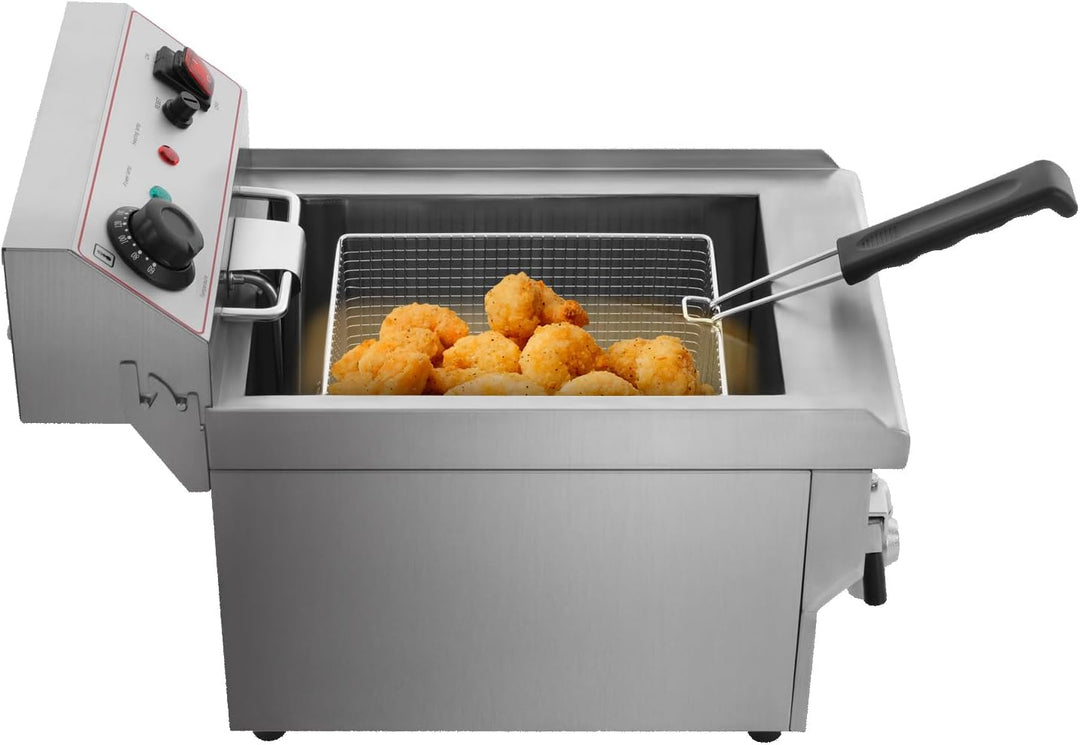 Elektrische Fritteuse 10L Fritteuse Maschine 3000W Edelstahl Gasfritteuse mit Filterkorb 60-200℃ Küc