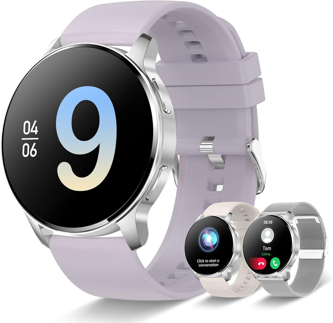 Iaret Smartwatch, 1,32 Zoll runde Armbanduhr mit Telefonfunktion personalisiertem Bildschirm, Musiks