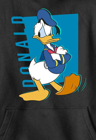 Disney Characters Donald Pop Boy's Hooded Pullover Fleece, Black, Small