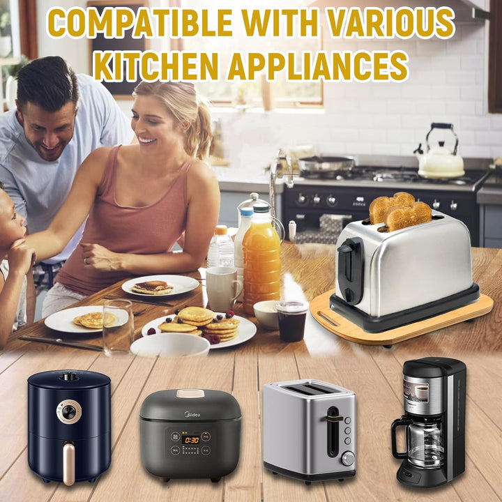 Gleitbrett für Thermomix TM6/TM5, Bambus Unterlegbrett mit Rollen & Handgriff, Schiebebrett Zubehör