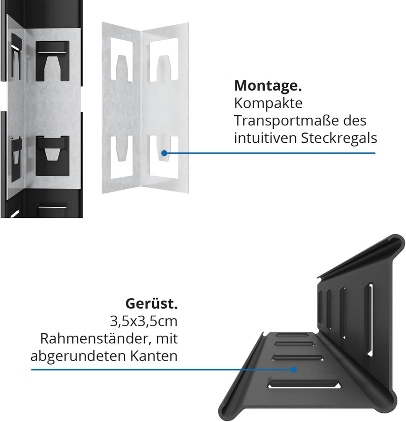 baudim - Metallregal: Flexibles Stahlregal für Lager und Keller. Robustes Steckregal mit anpassbaren