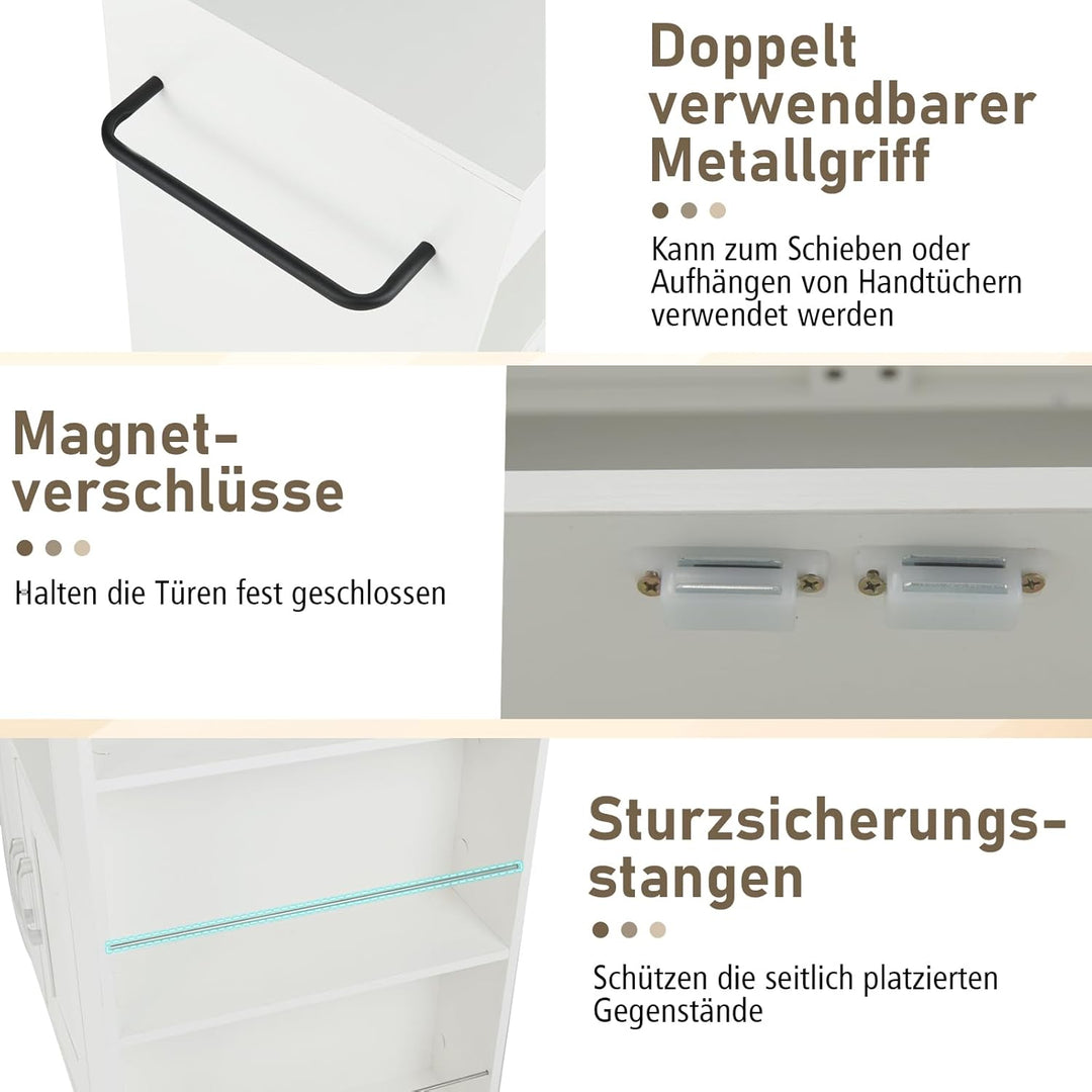 GOPLUS Küchenwagen, Servierwagen mit Schublade, Zweitüriger Schrank, Dreistufiges Gewürzregal, Wasse