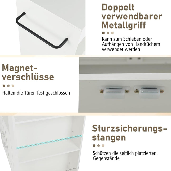 GOPLUS Küchenwagen, Servierwagen mit Schublade, Zweitüriger Schrank, Dreistufiges Gewürzregal, Wasse